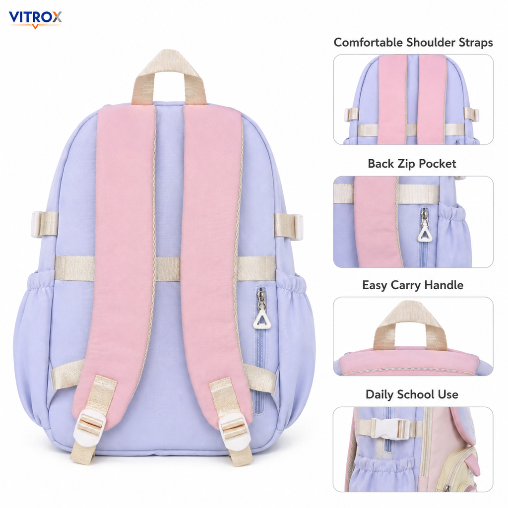 Korean-Style Pastel Multi-Compartment Backpack