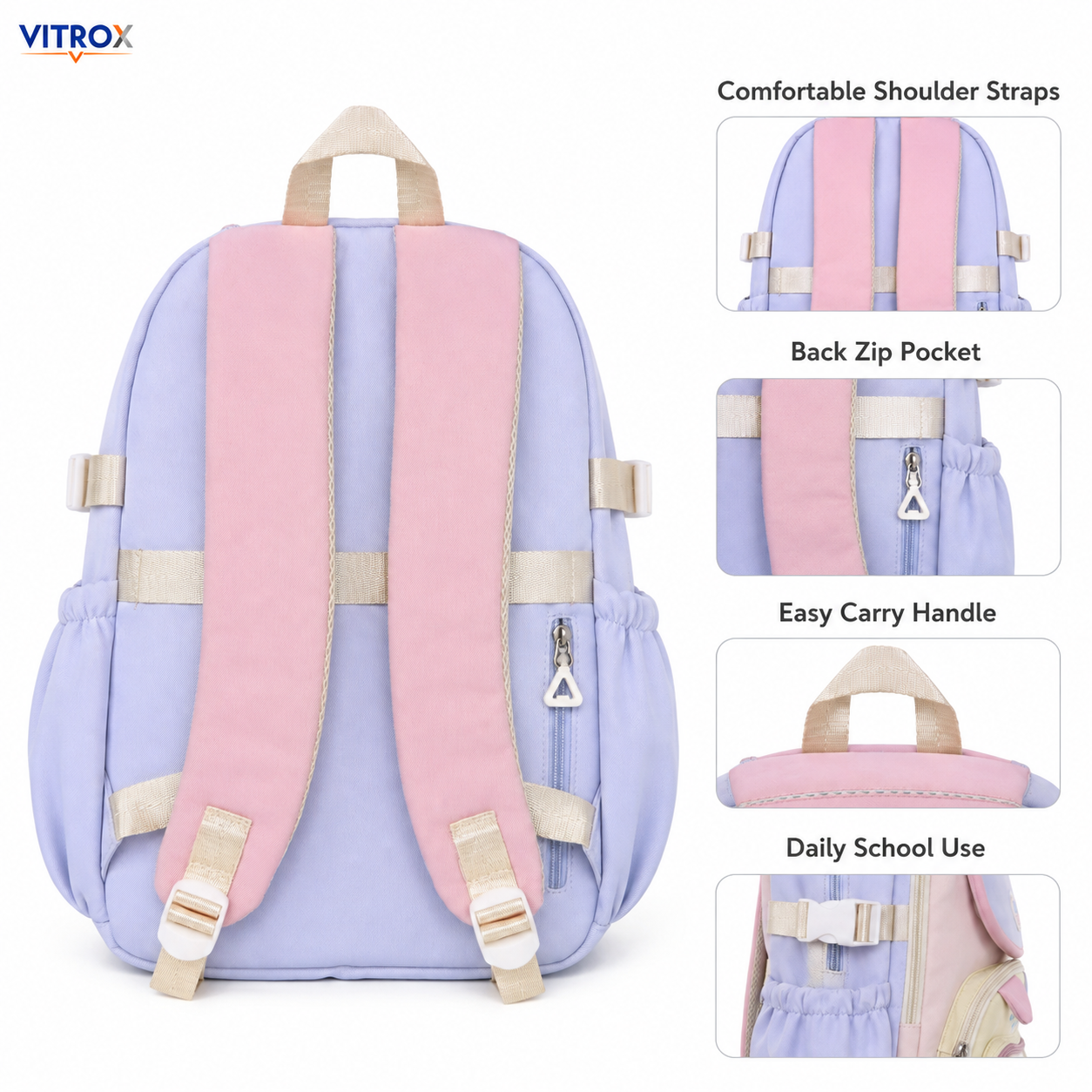 Korean-Style Pastel Multi-Compartment Backpack