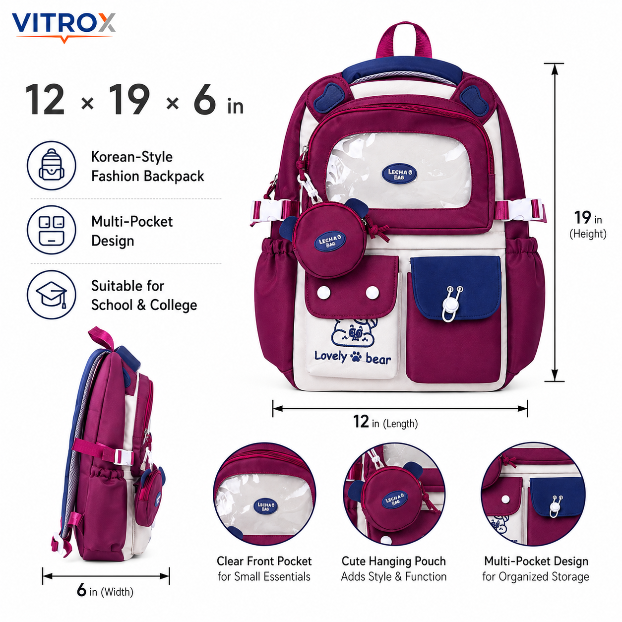 Korean-Style Multi-Pocket Backpack