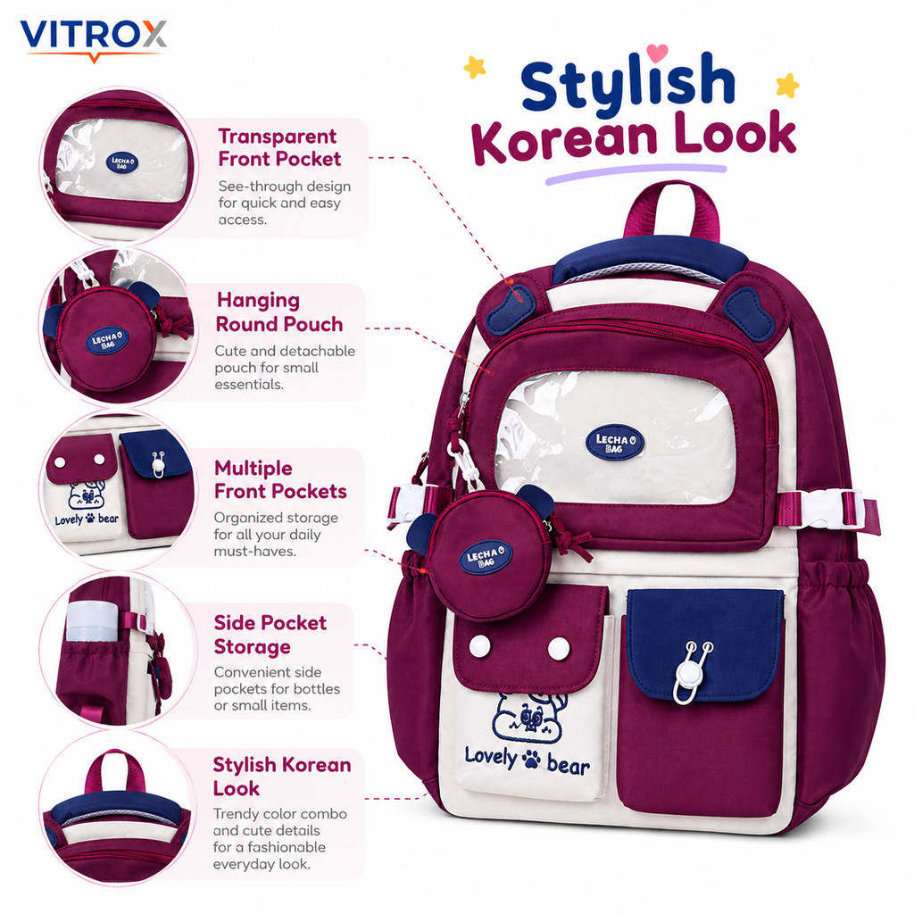 Korean-Style Multi-Pocket Backpack