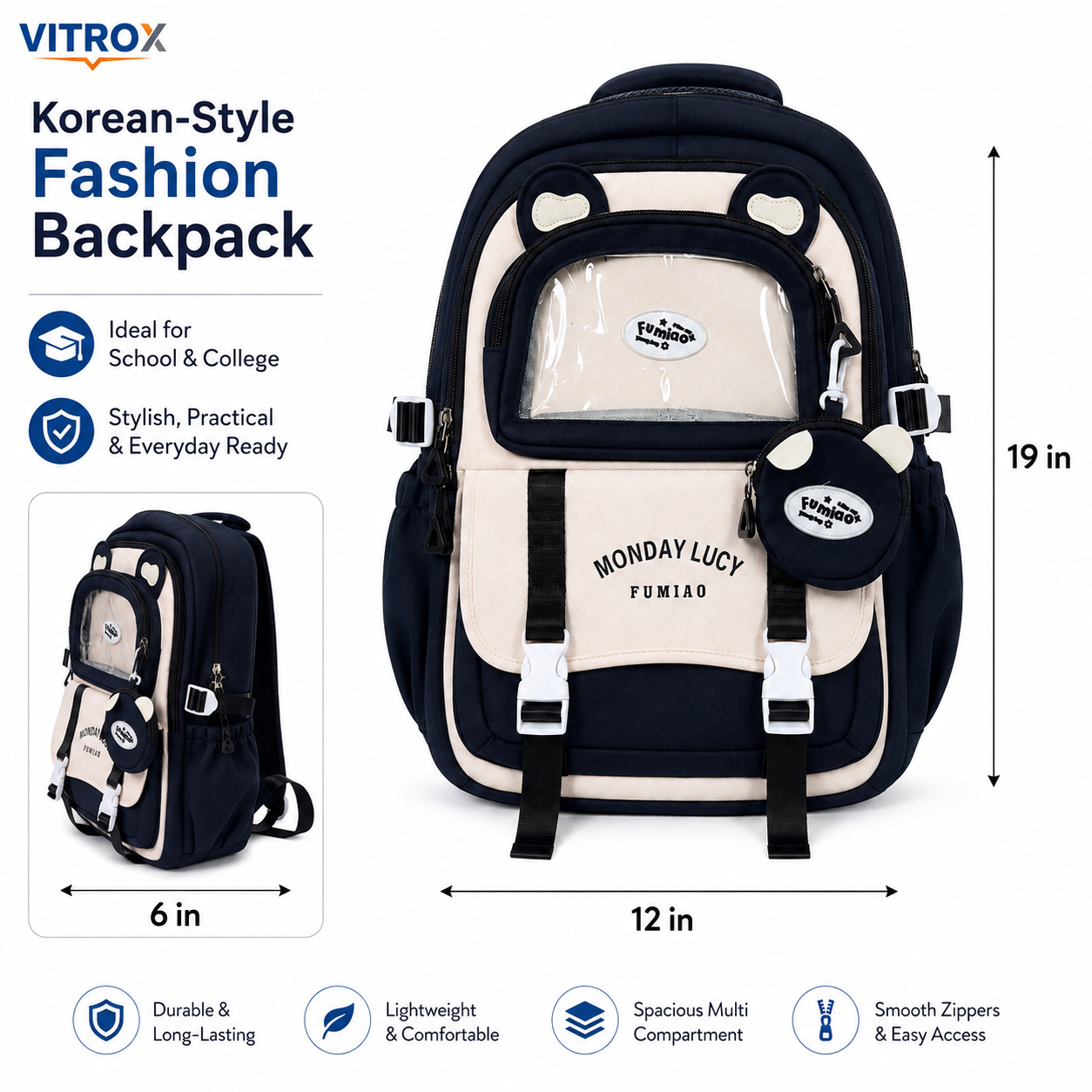 Korean-Style Multi-Compartment &nbsp;Backpack&nbsp;