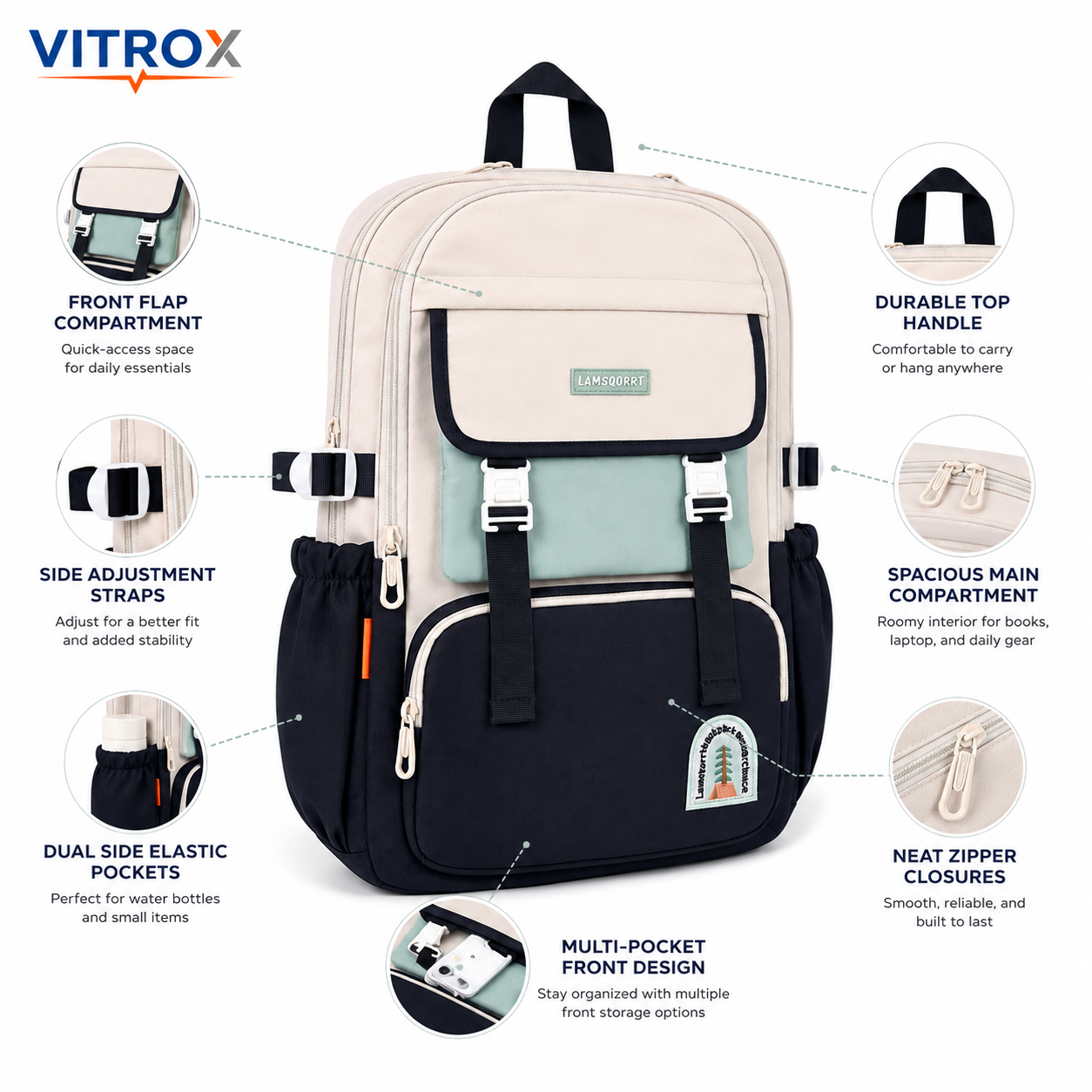 Korean-Style Multi-Compartment Backpack