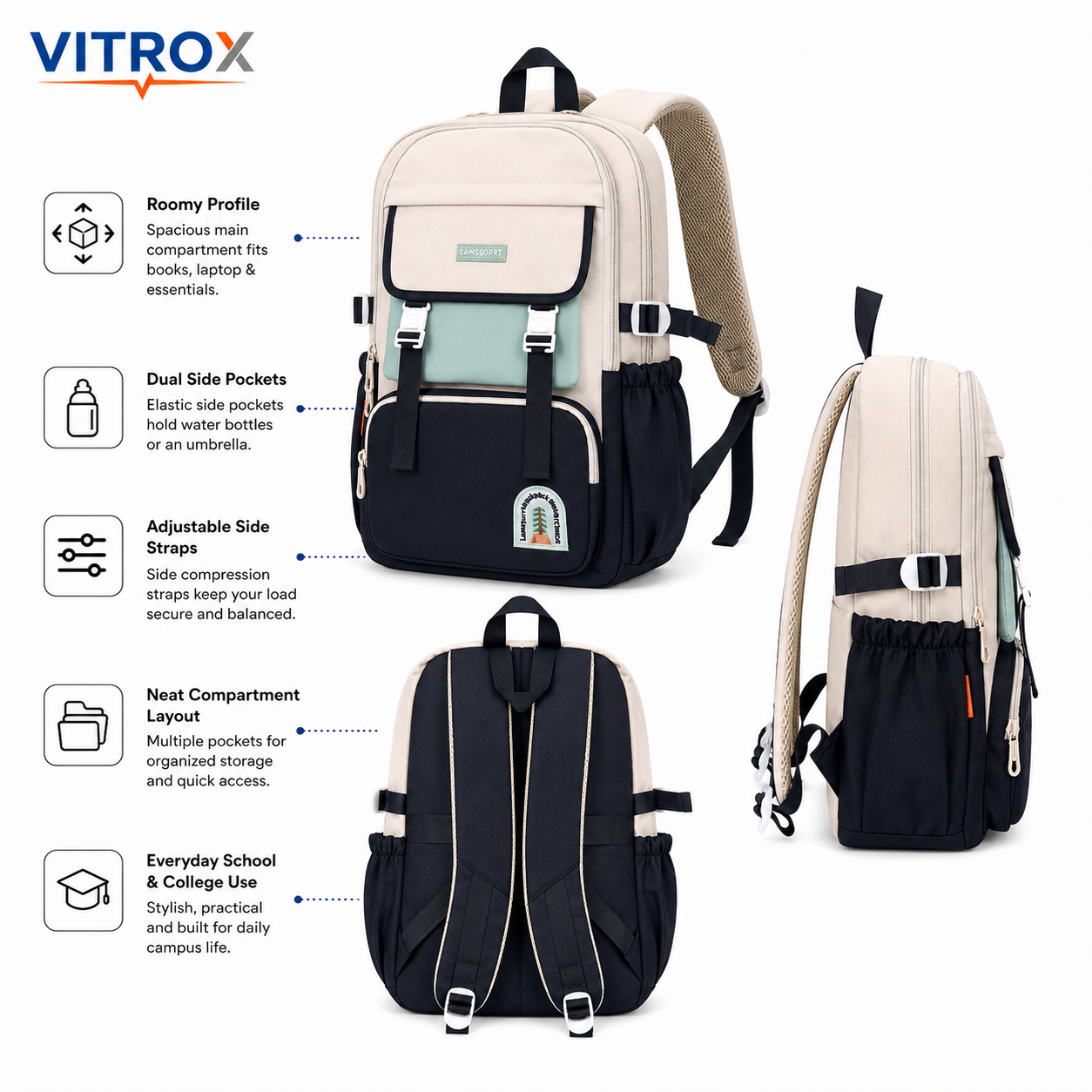 Korean-Style Multi-Compartment Backpack
