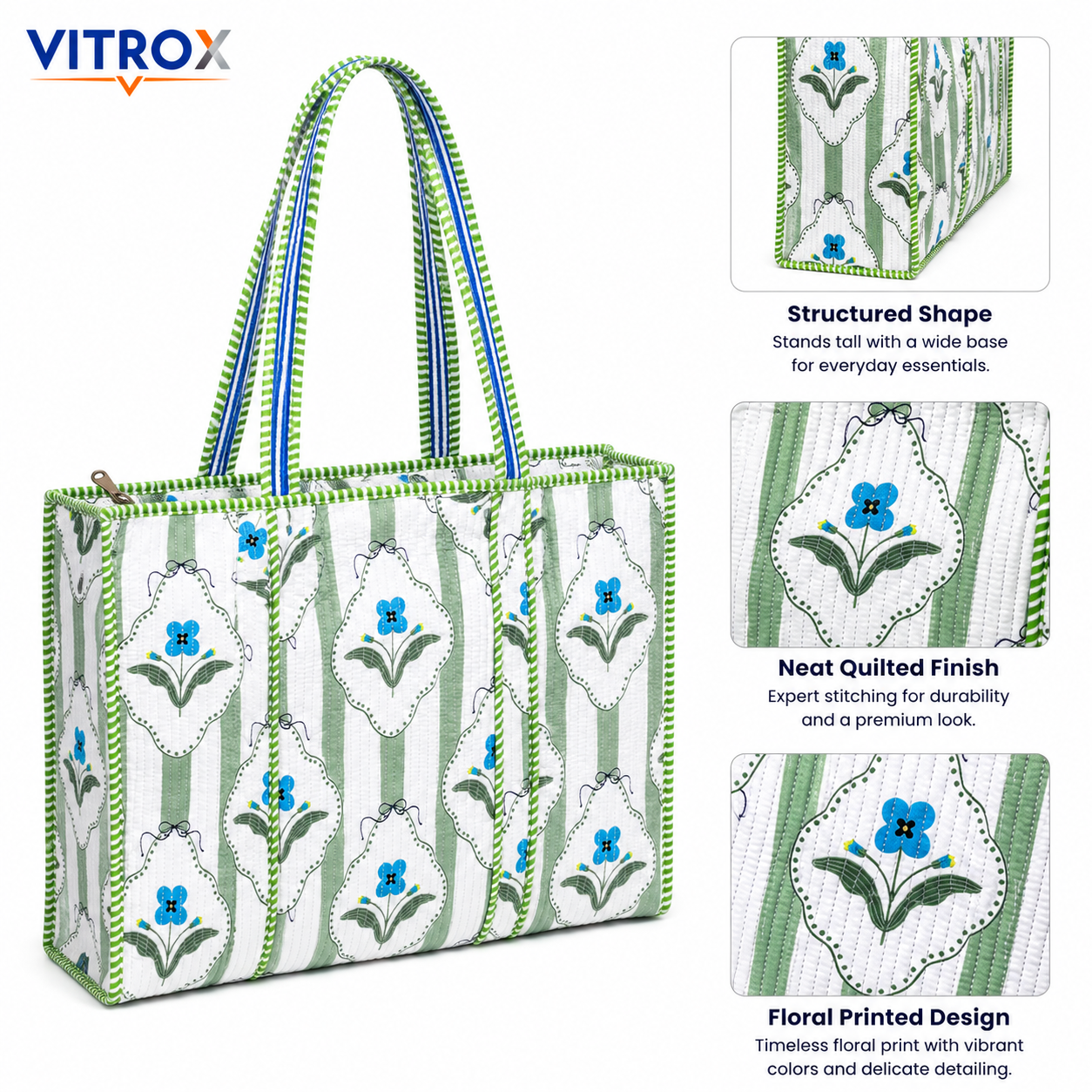 Women’s Quilted Floral Tote Bag