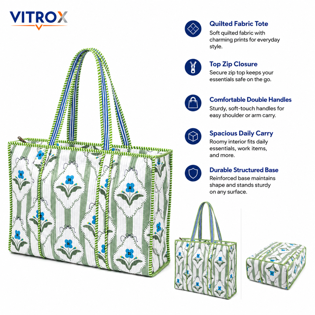 Women’s Quilted Floral Tote Bag