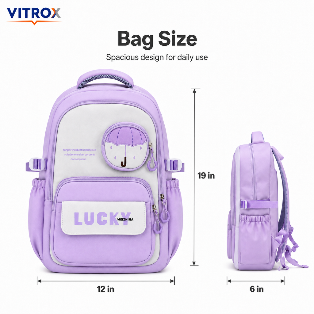 Lavender Multi-Pocket School & College Backpack
