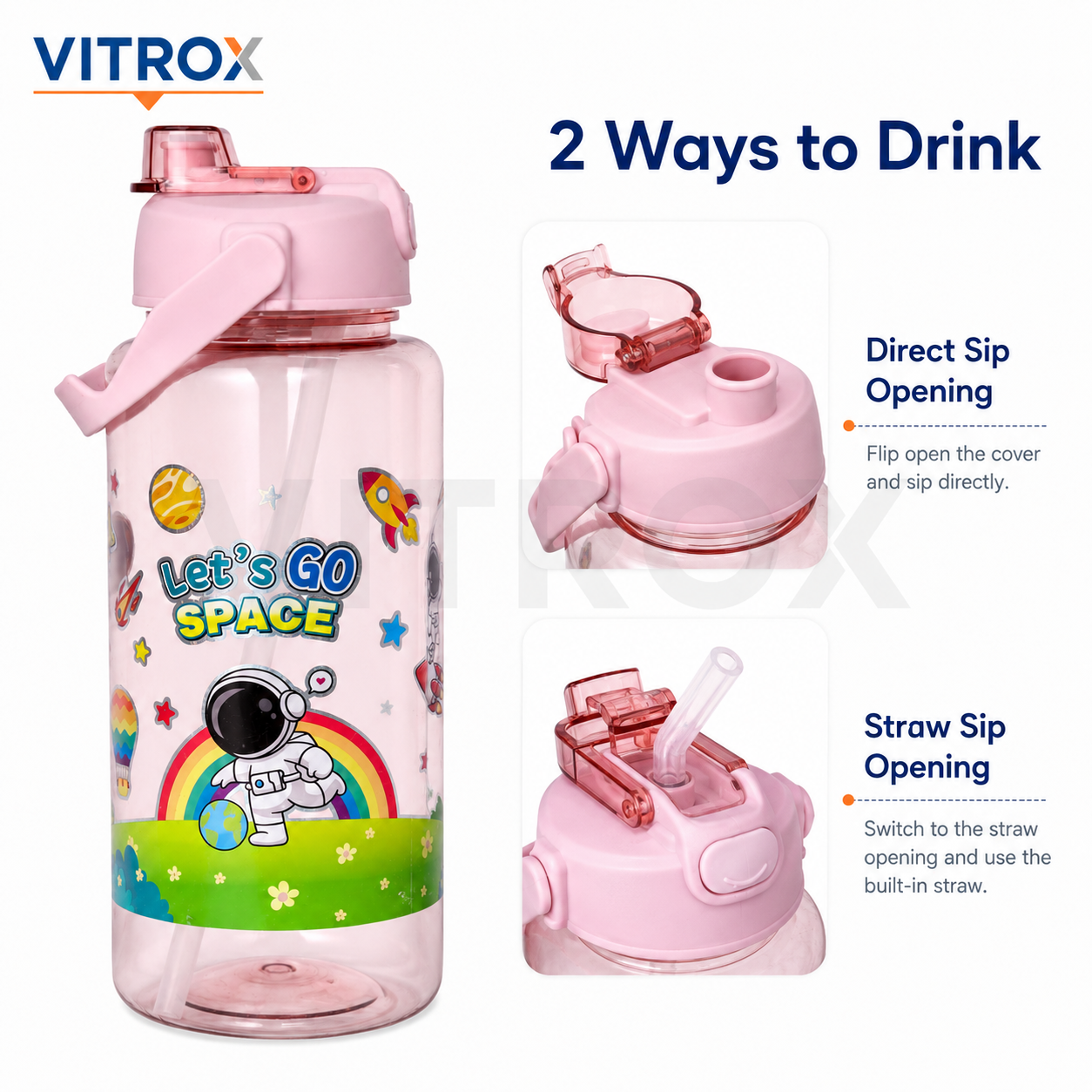 2L Space Theme Sipper Water Bottle