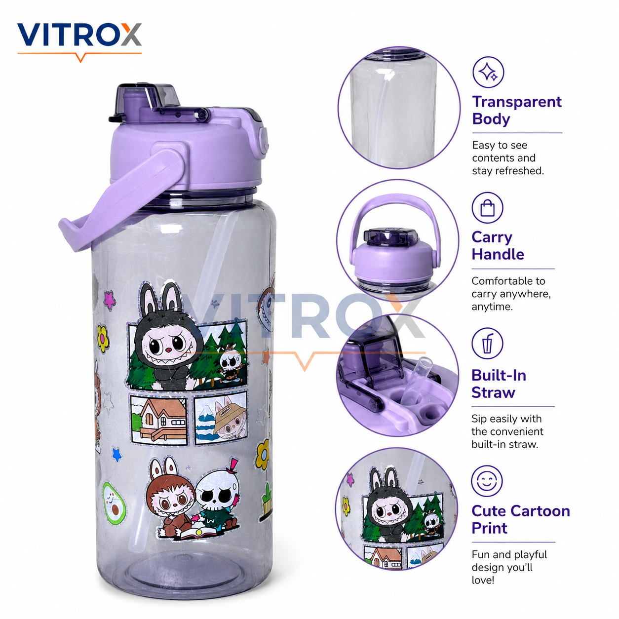 2L Print Dual Drinking Sipper Water Bottle