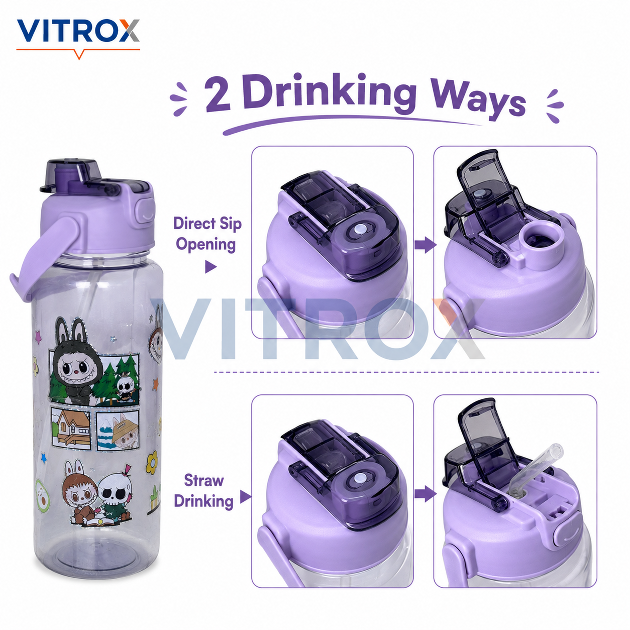 2L Print Dual Drinking Sipper Water Bottle