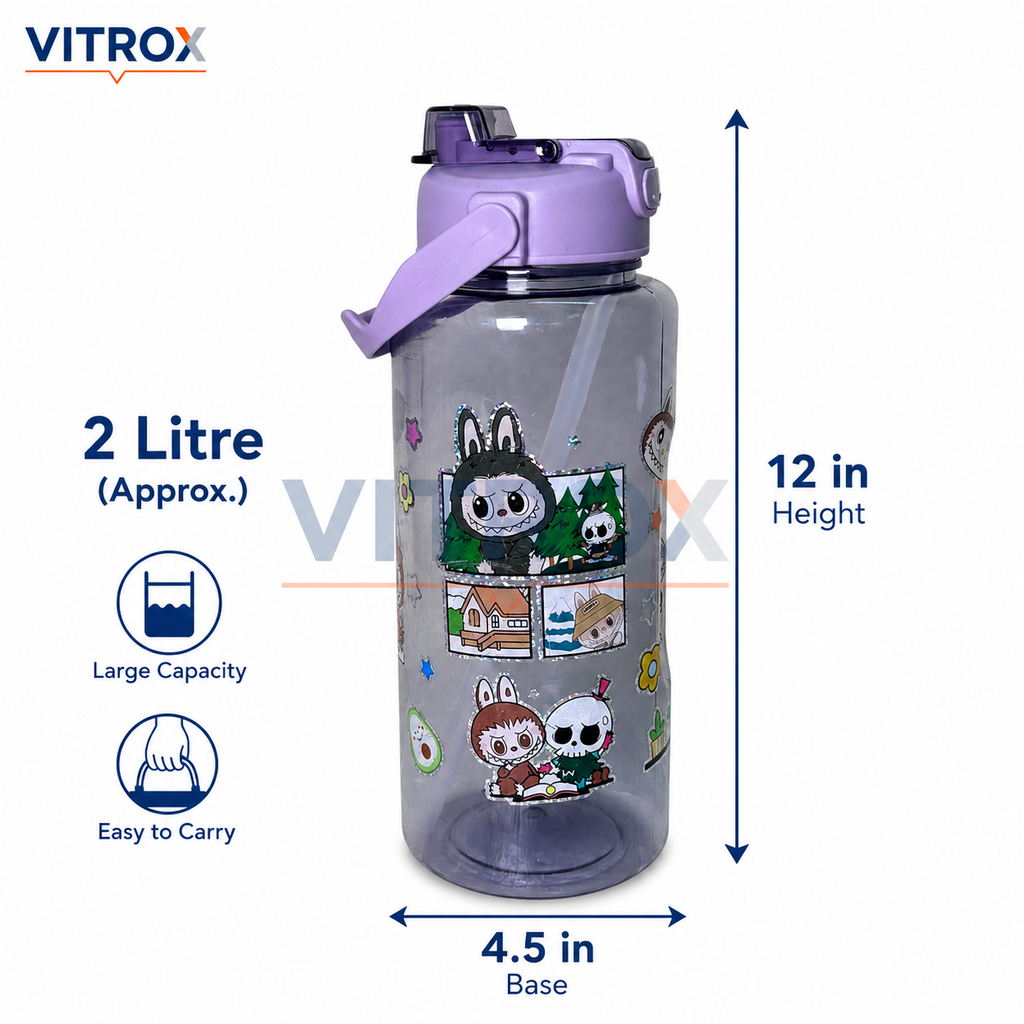 2L Print Dual Drinking Sipper Water Bottle