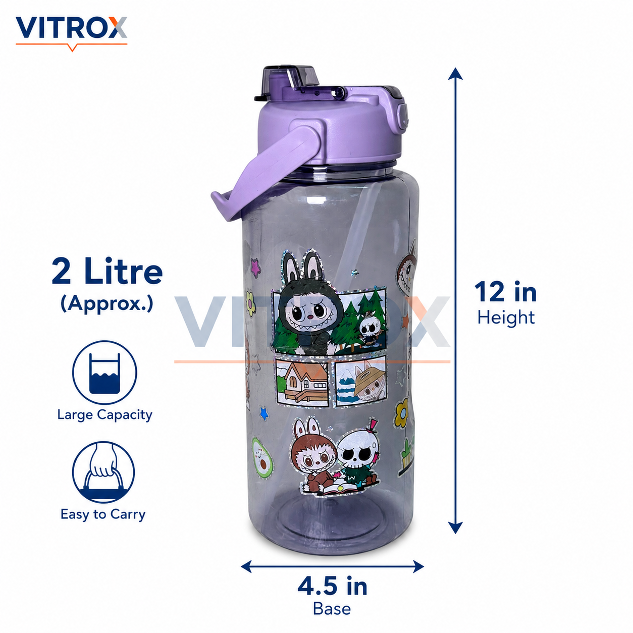 2L Print Dual Drinking Sipper Water Bottle