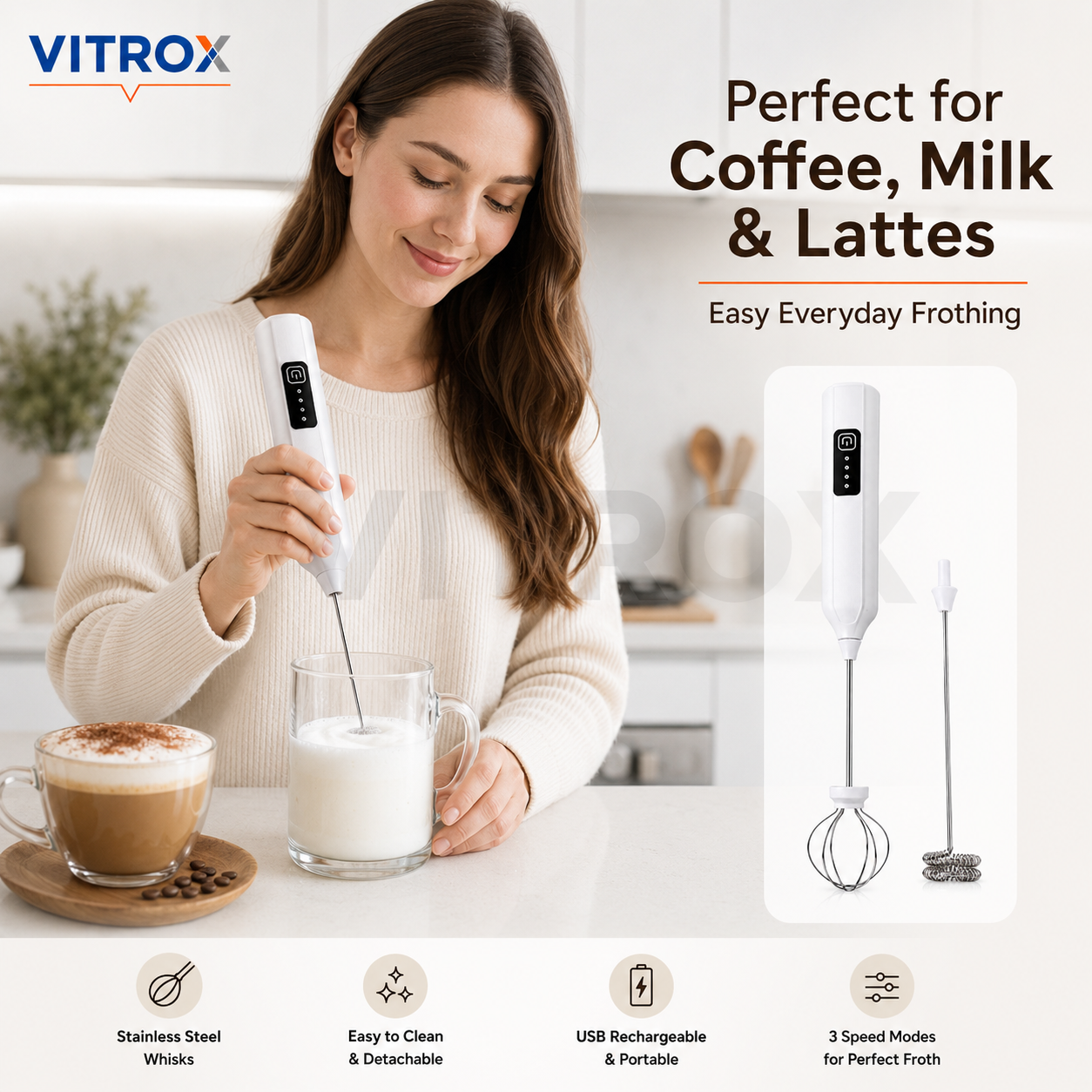 Rechargeable Electric Milk Frother