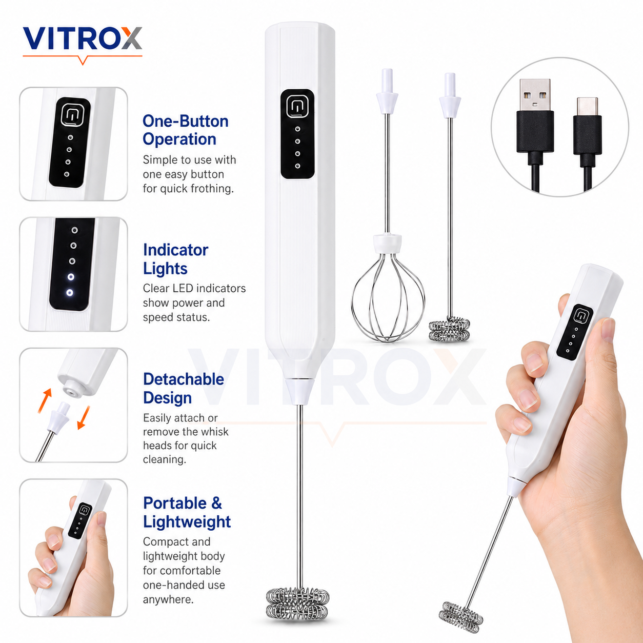 Rechargeable Electric Milk Frother