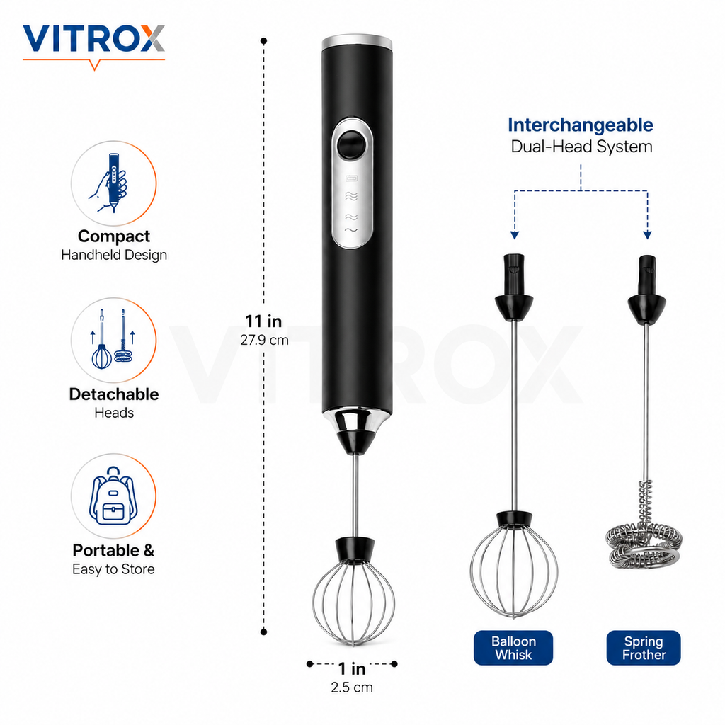 Rechargeable 3-Speed Electric Milk Frother