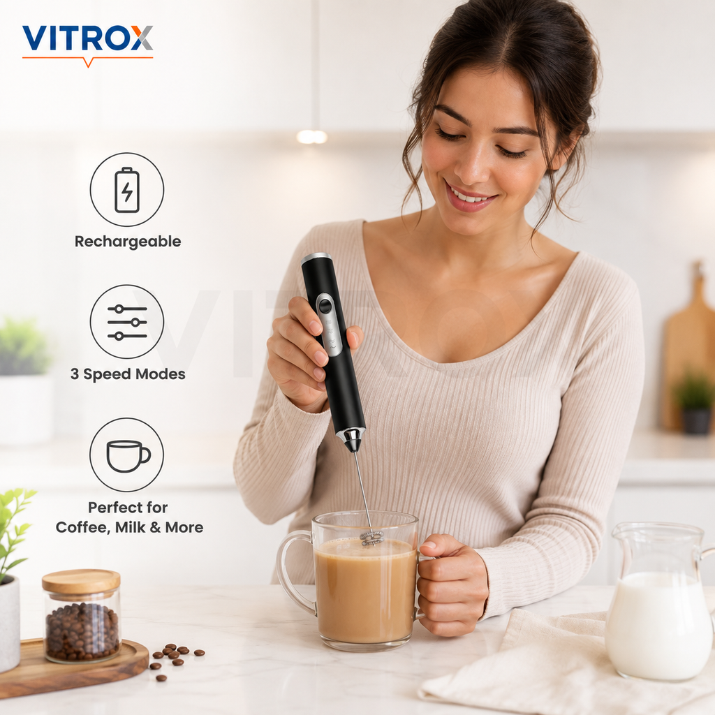 Rechargeable 3-Speed Electric Milk Frother