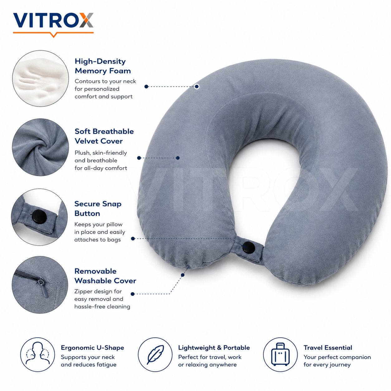 U-Shaped Memory Foam Travel Neck Pillow