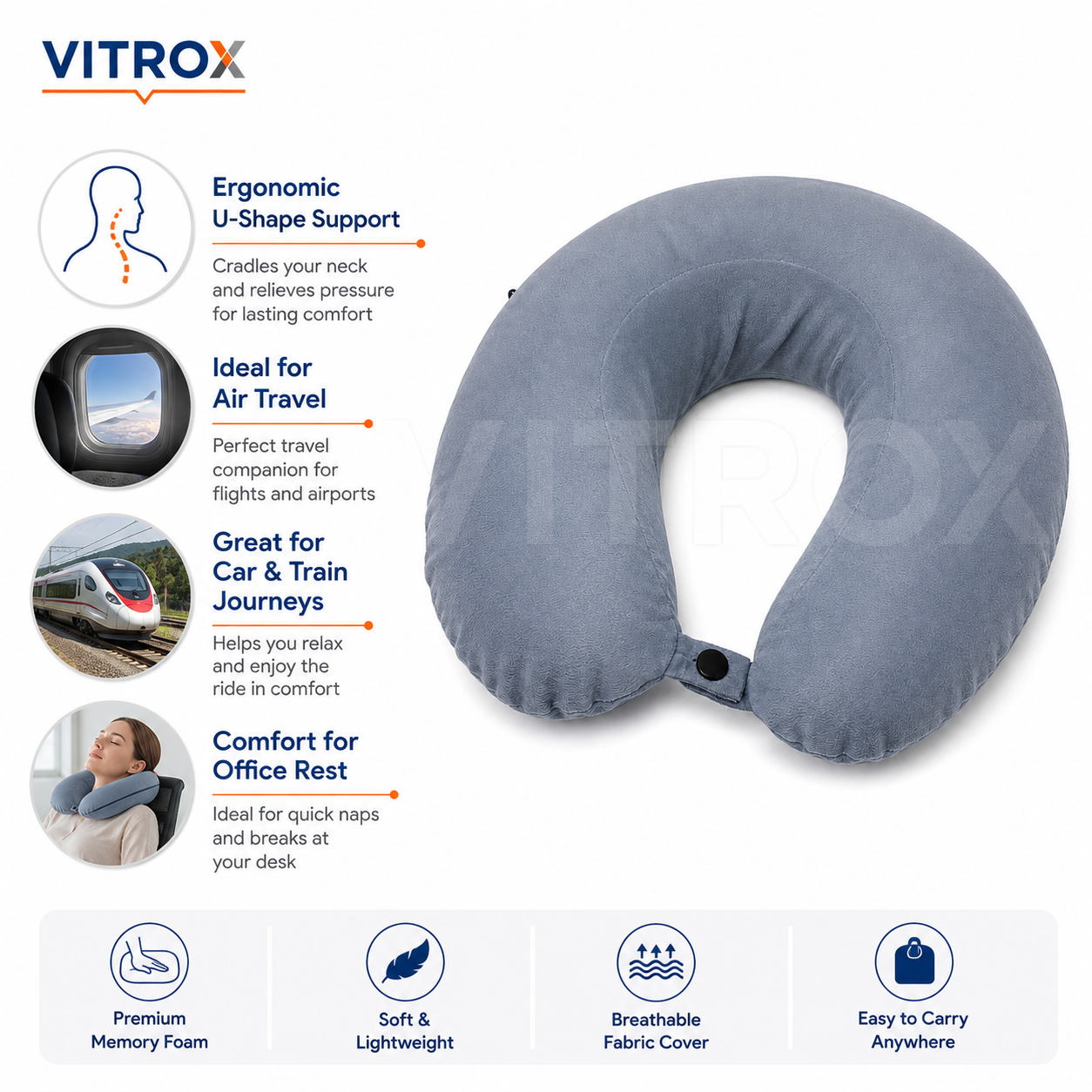 U-Shaped Memory Foam Travel Neck Pillow