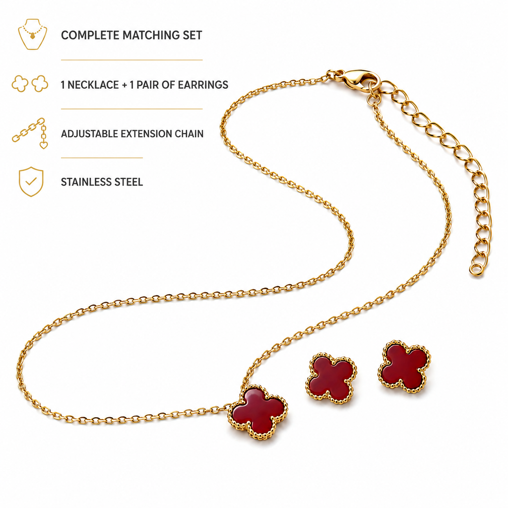 Gold-Tone Stainless Steel Necklace &  Stud Earrings Combo