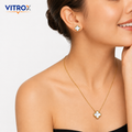 White Clover Stainless Steel Necklace & Stud Earrings Combo