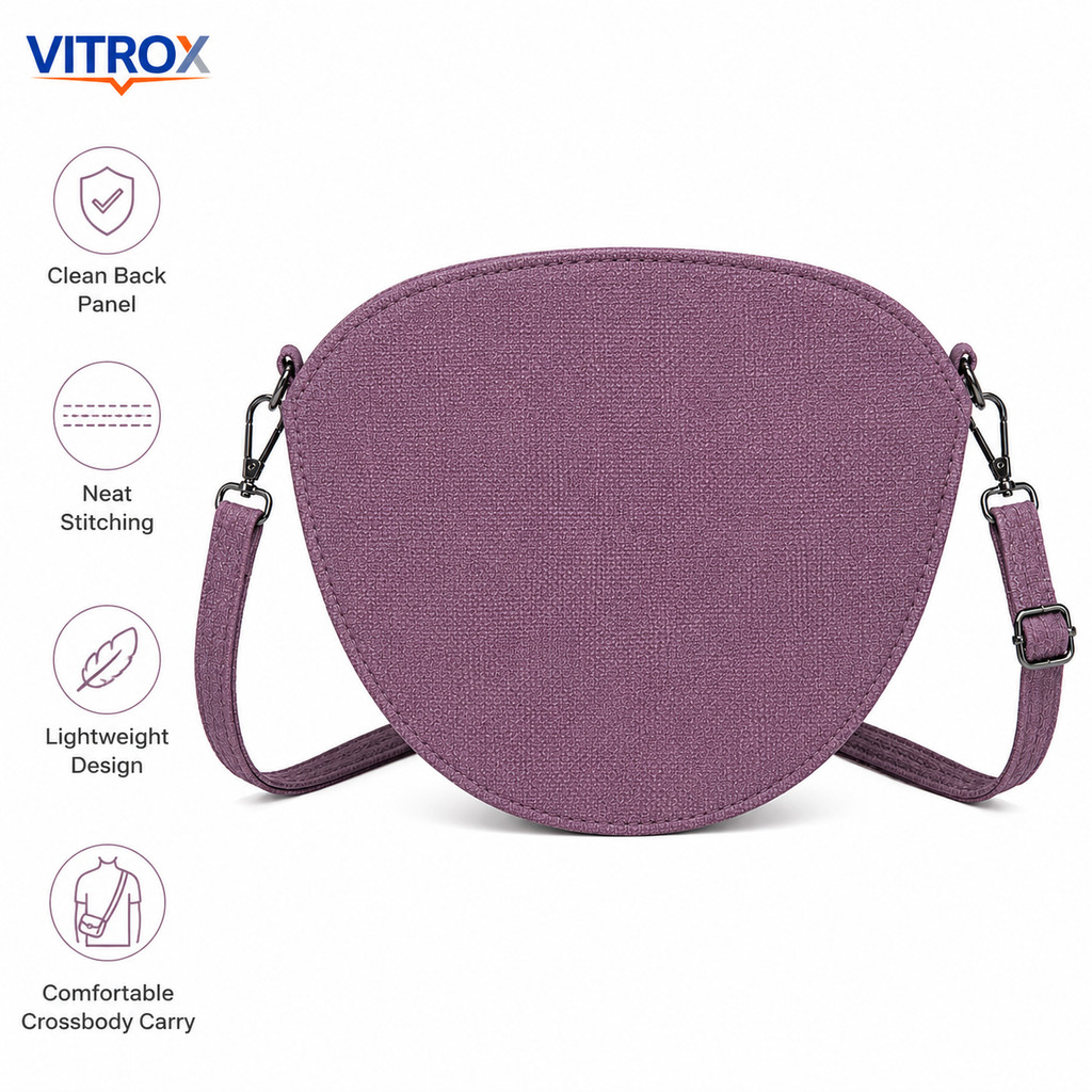 Women’s Half-Moon Crossbody Bag with Adjustable Shoulder Strap – Lavender Purple