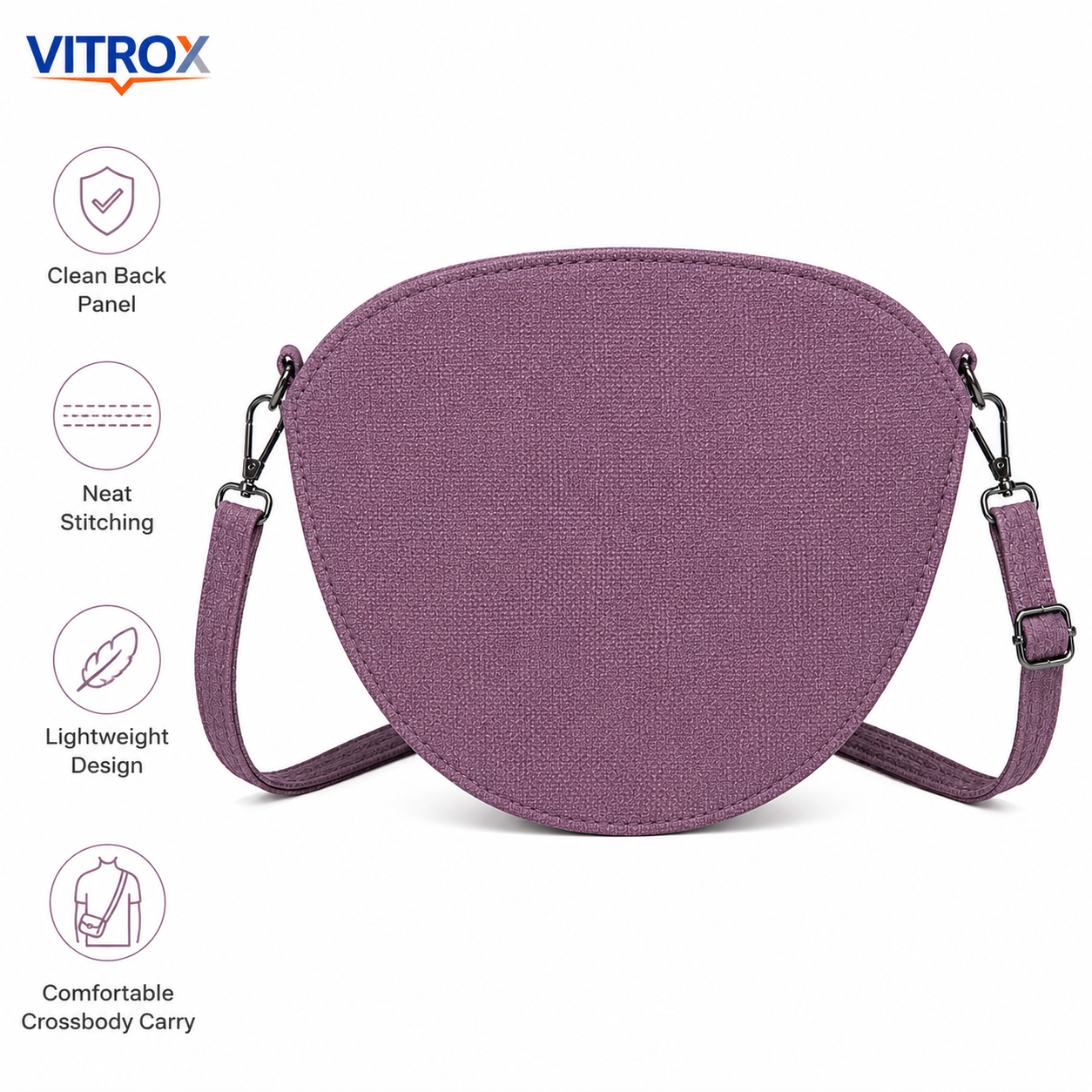 Women’s Half-Moon Crossbody Bag with Adjustable Shoulder Strap – Lavender Purple