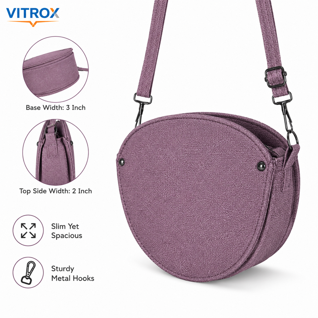 Women’s Half-Moon Crossbody Bag with Adjustable Shoulder Strap – Lavender Purple