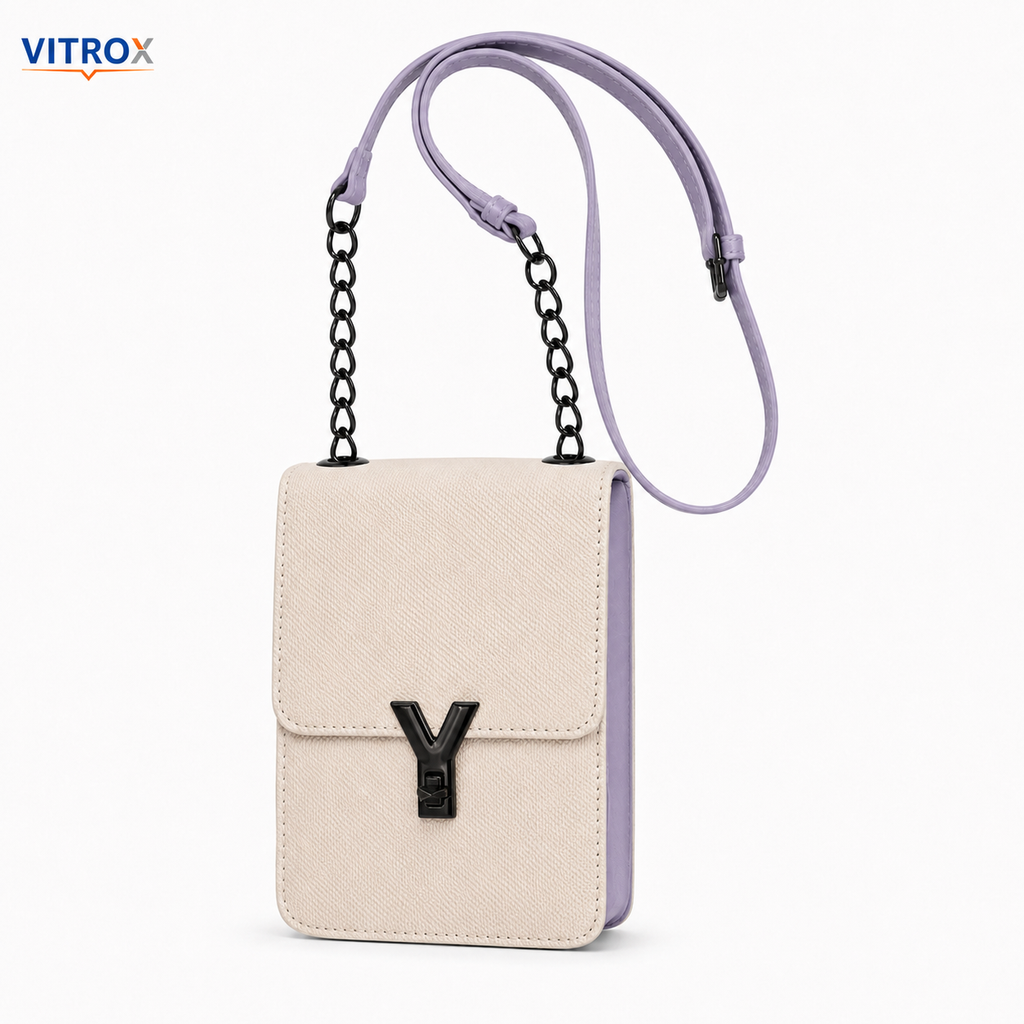 Women’s Cream & Lavender Textured Mini Crossbody Bag