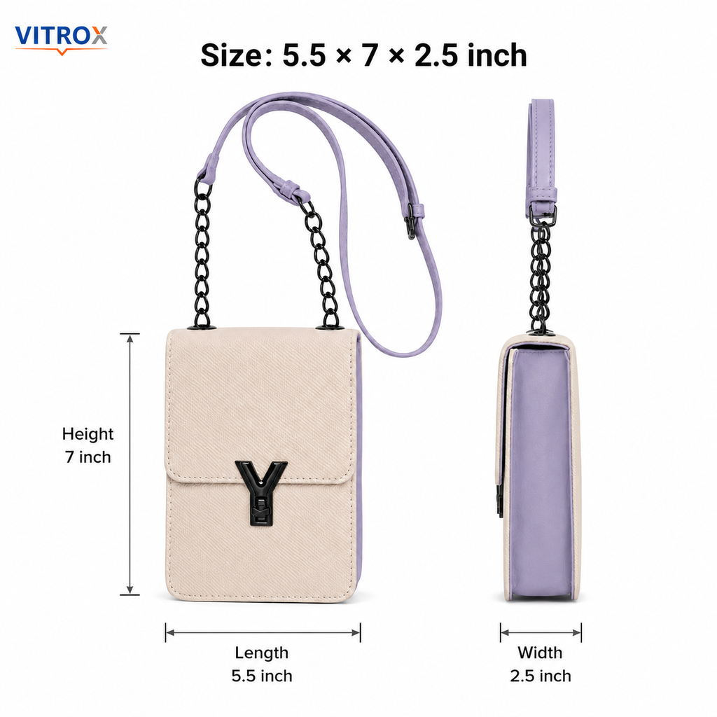 Women’s Cream & Lavender Textured Mini Crossbody Bag