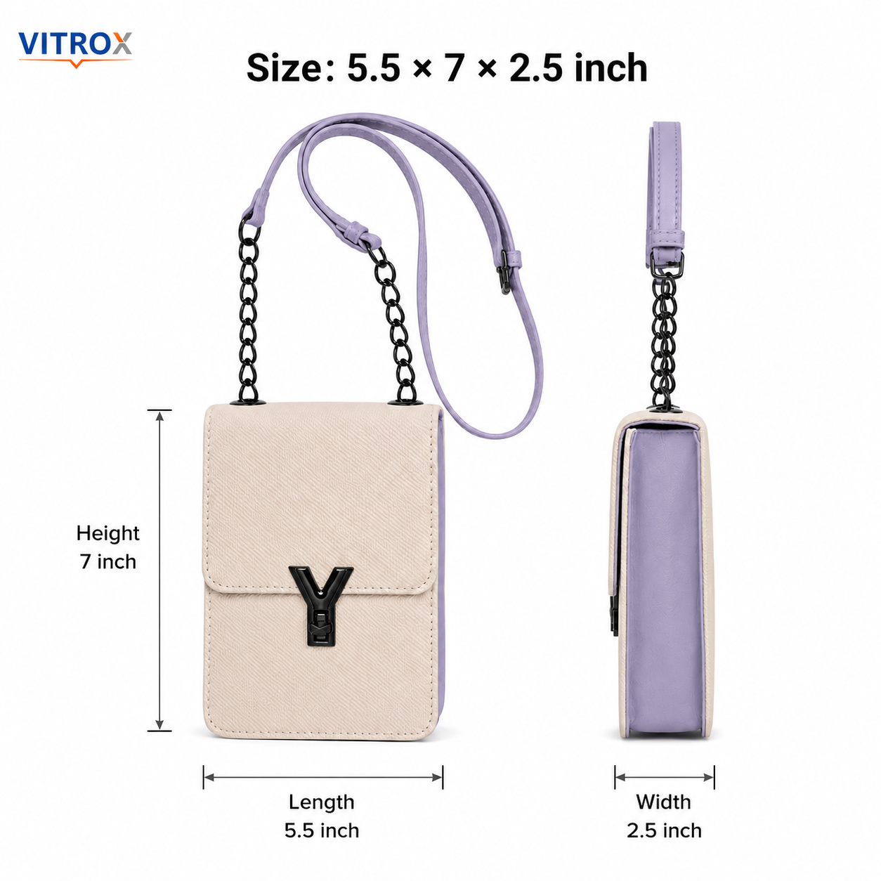 Women’s Cream & Lavender Textured Mini Crossbody Bag