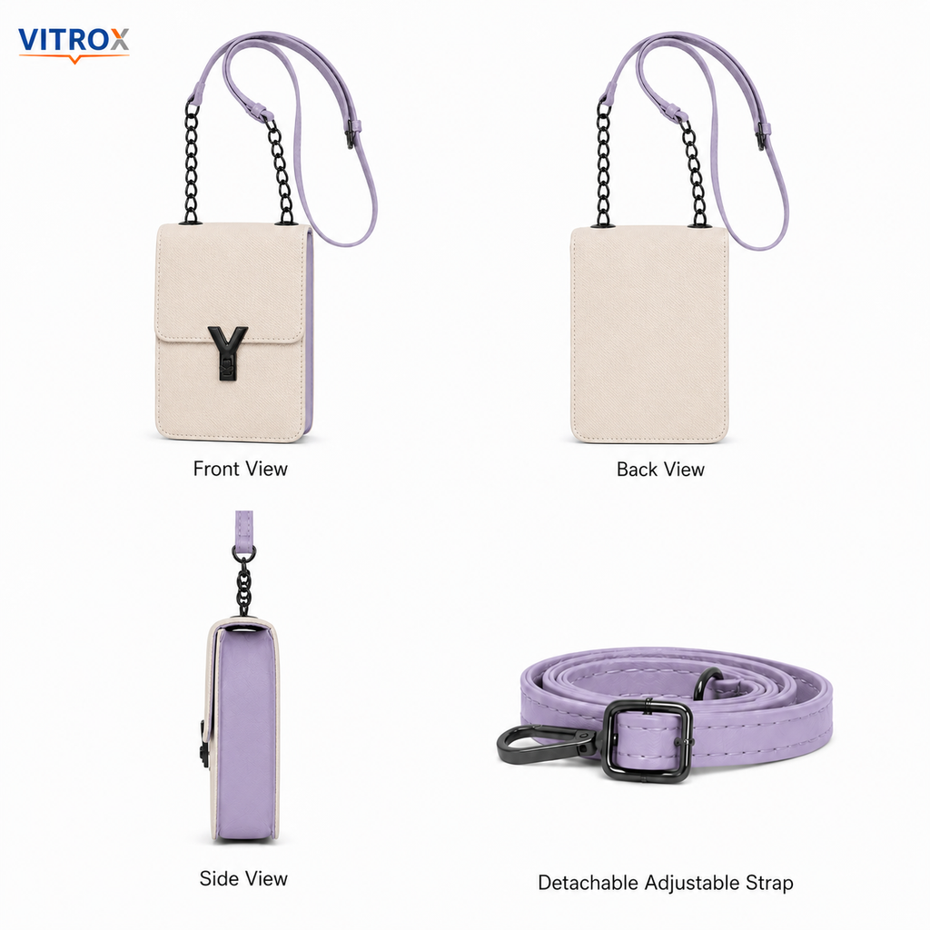 Women’s Cream & Lavender Textured Mini Crossbody Bag