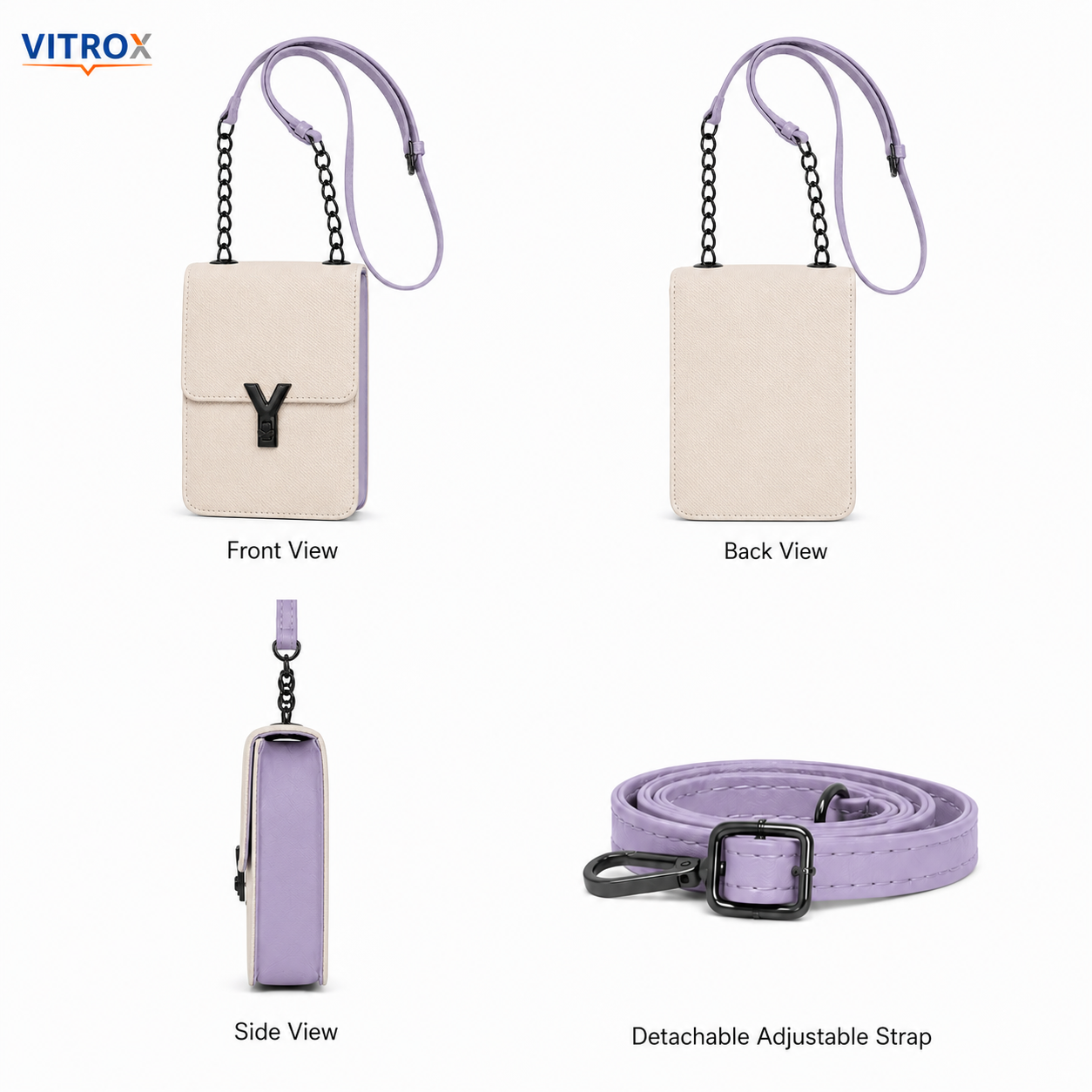 Women’s Cream & Lavender Textured Mini Crossbody Bag