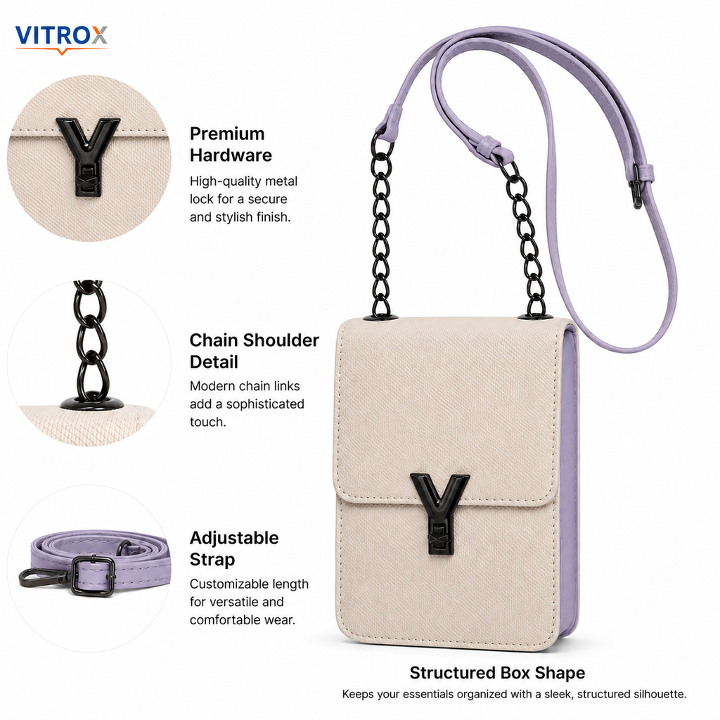 Women’s Cream & Lavender Textured Mini Crossbody Bag