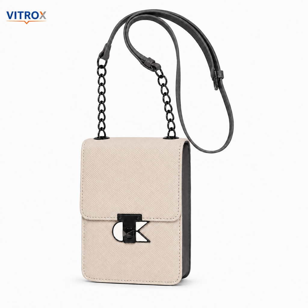 Women’s Cream & Black Textured Mini Crossbody Bag