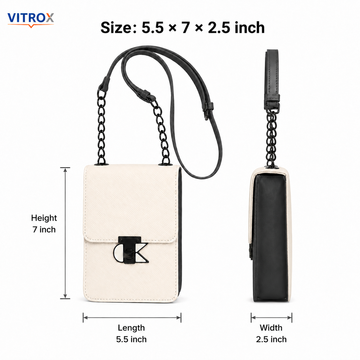 Women’s Cream & Black Textured Mini Crossbody Bag