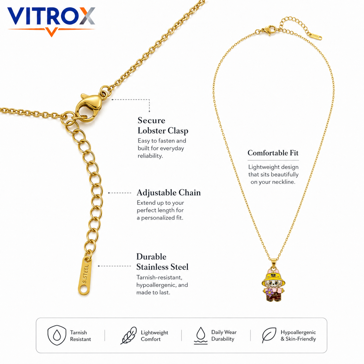 Cute Cartoon Pendant Necklace for Women & Girls