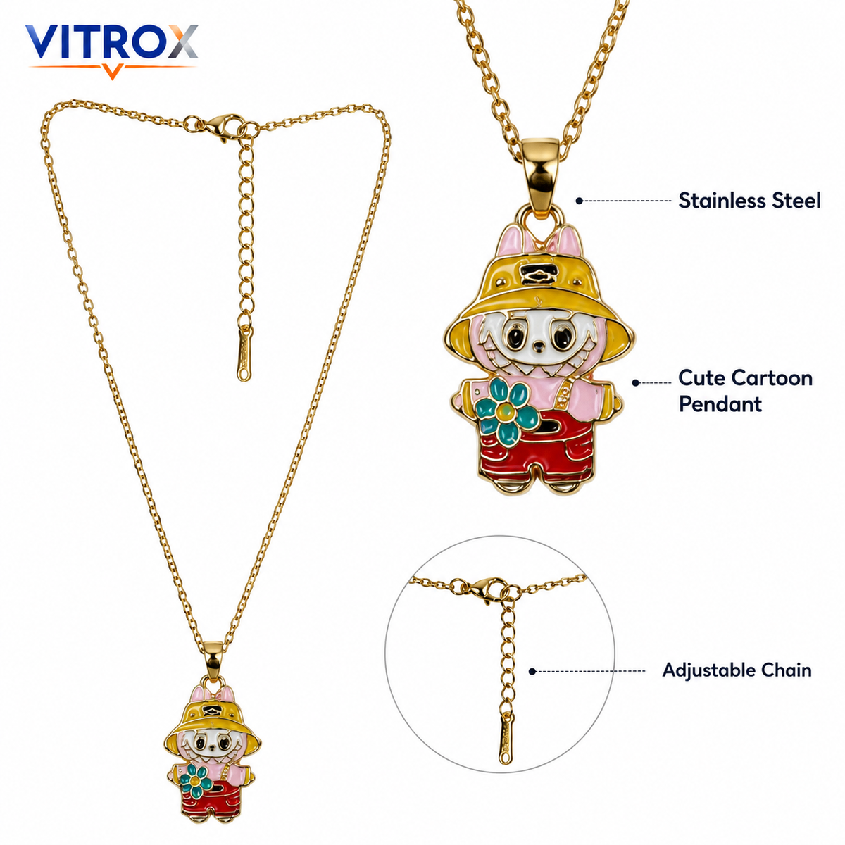Cute Cartoon Charm Pendant Necklace for Girls & Women