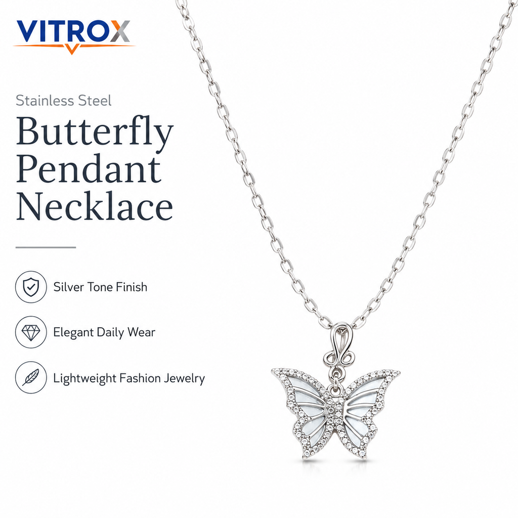 Stainless Steel Butterfly Pendant Necklace