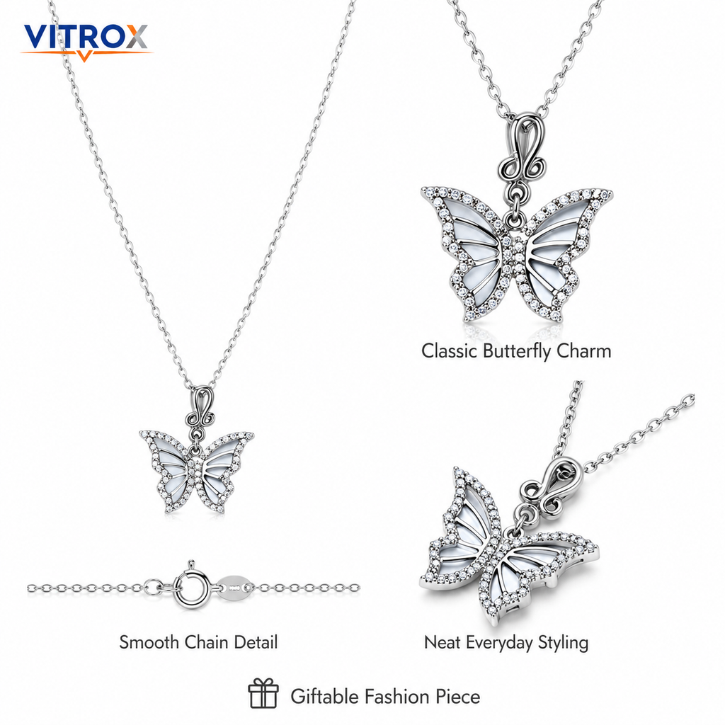 Stainless Steel Butterfly Pendant Necklace