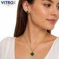 Turquoise Clover Necklace & Stud Earrings Combo