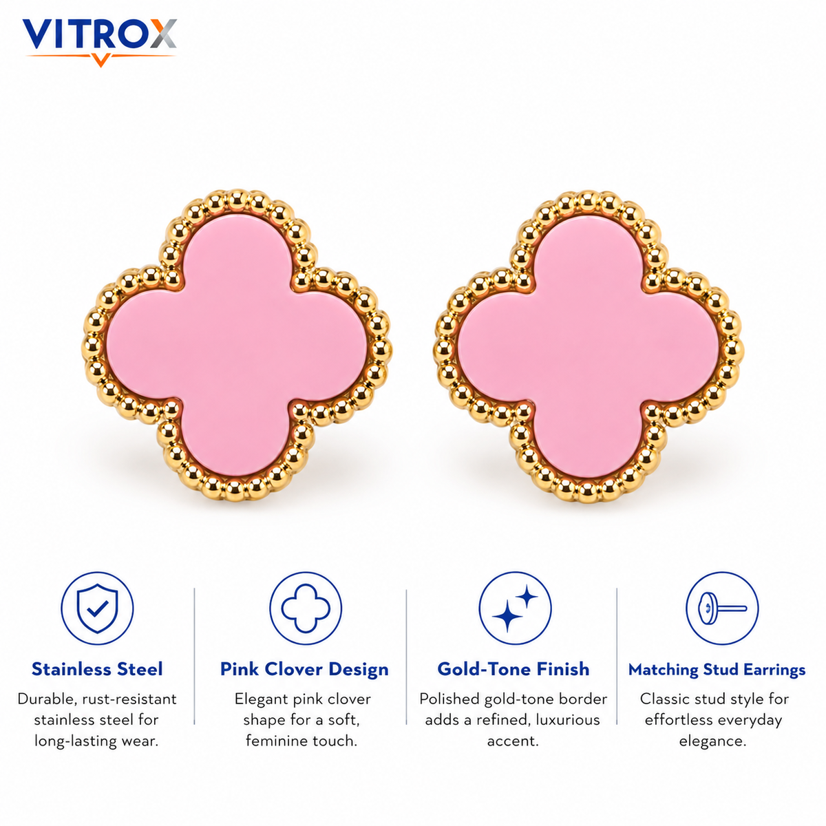 Pink Clover Earrings for Women