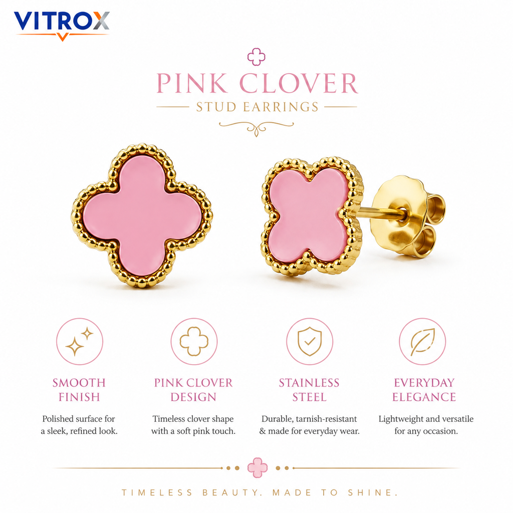 Pink Clover Earrings for Women