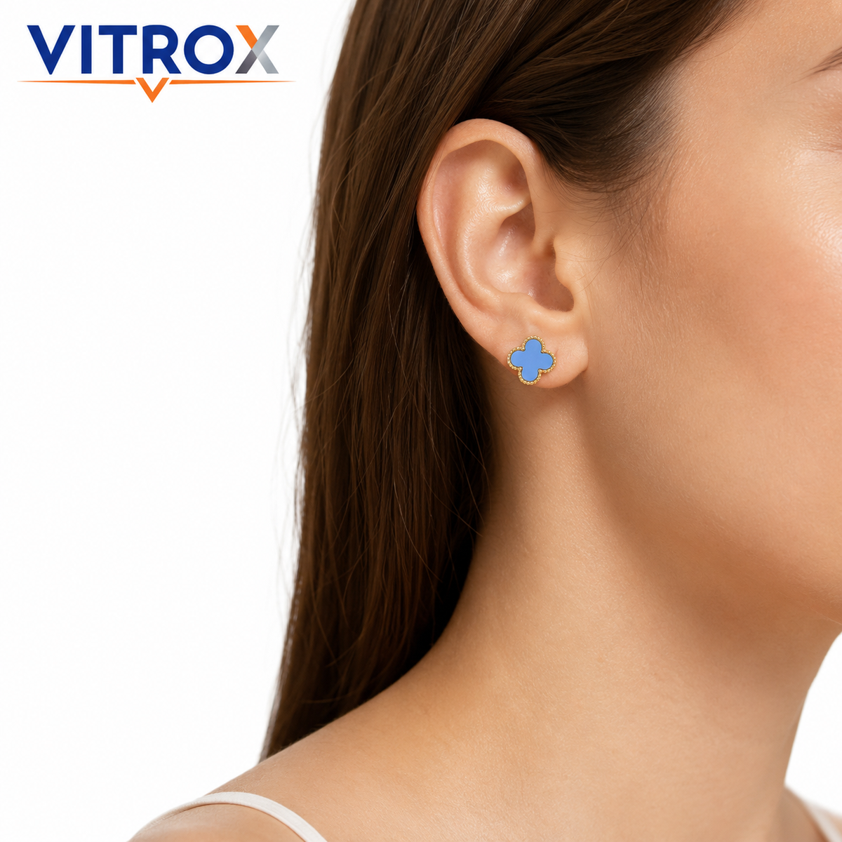 Blue Clover Stud Earrings