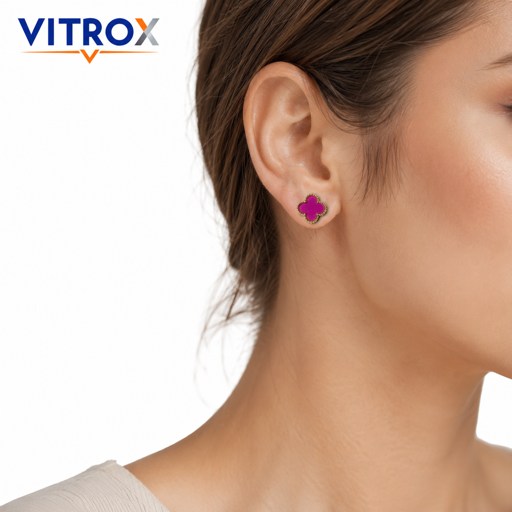 Pink Clover Stud Earrings