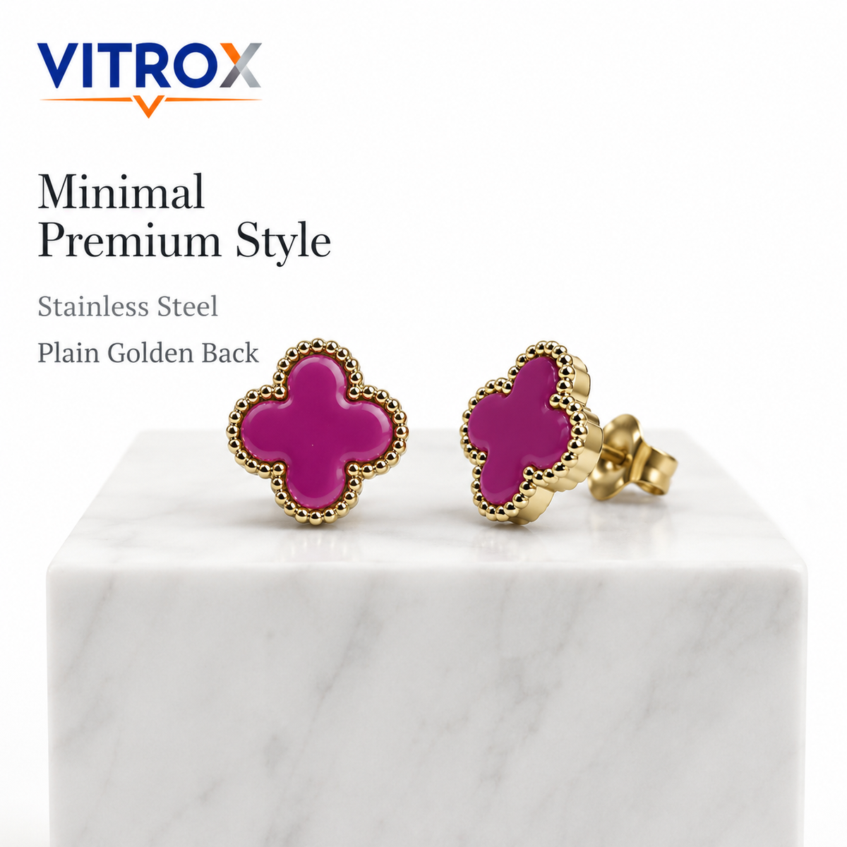 Pink Clover Stud Earrings