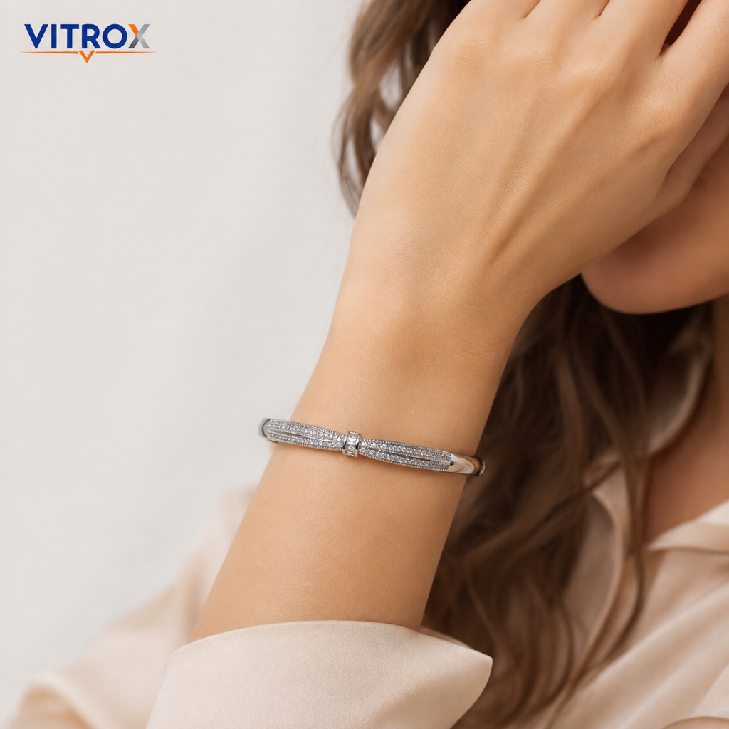 Stone-Studded Bangle Bracelet for Women
