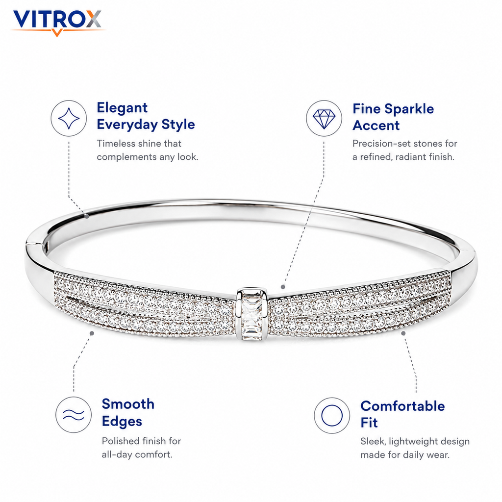 Stone-Studded Bangle Bracelet for Women