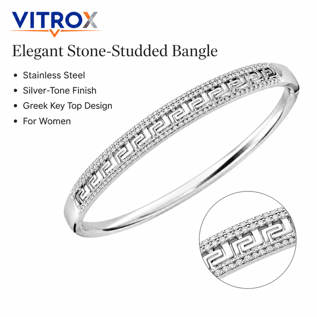 Women’s Greek Key Pavé Bangle Bracelet