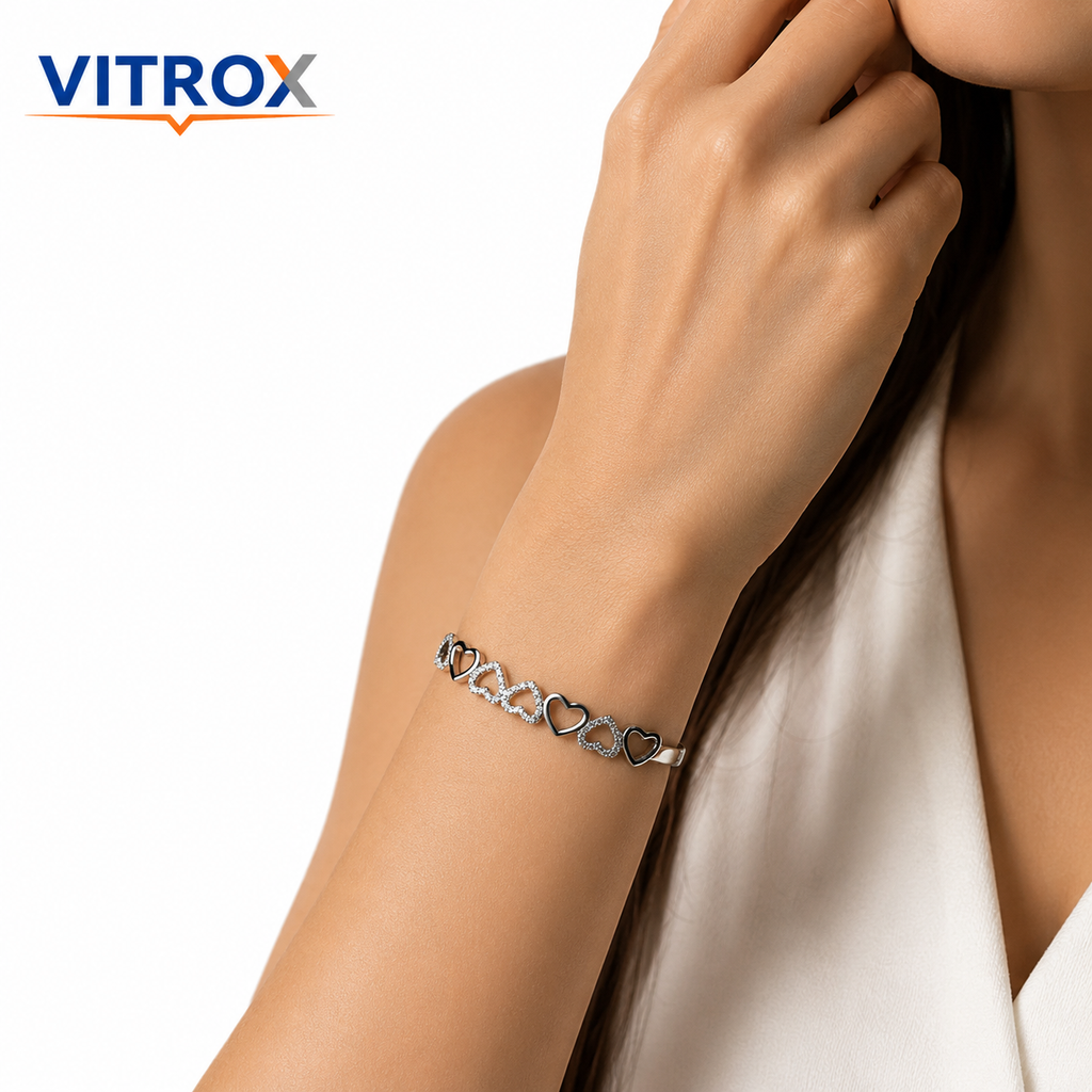 Silver Heart Design Stainless Steel Bracelet for Women