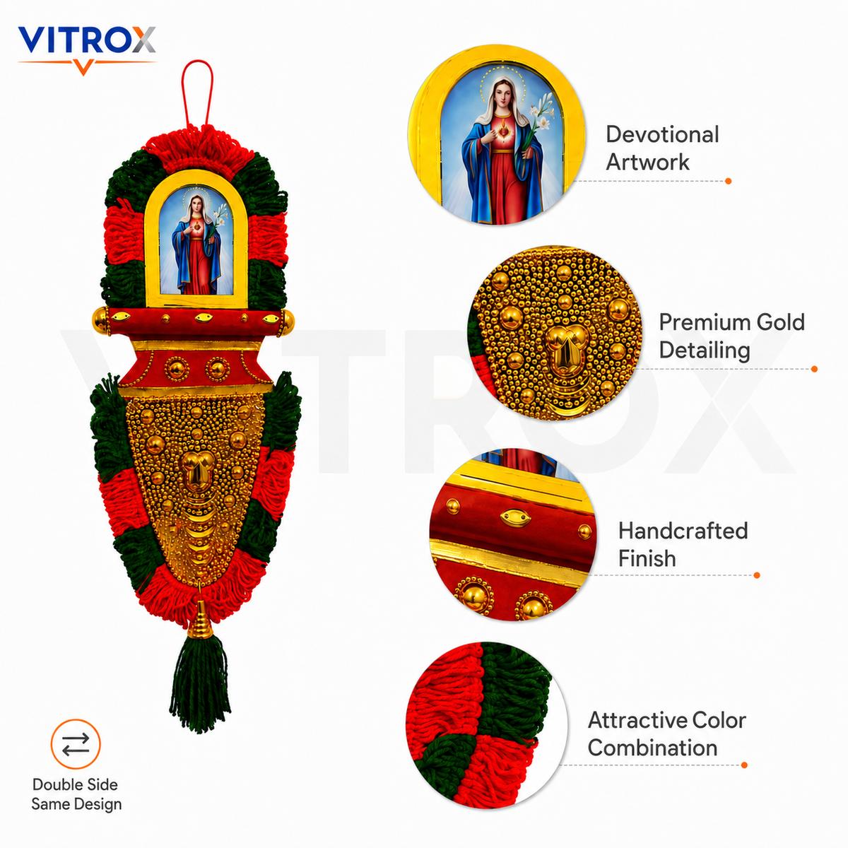 Vitrox Double-side Handmade Mother Mary Devotional Wall Hanging