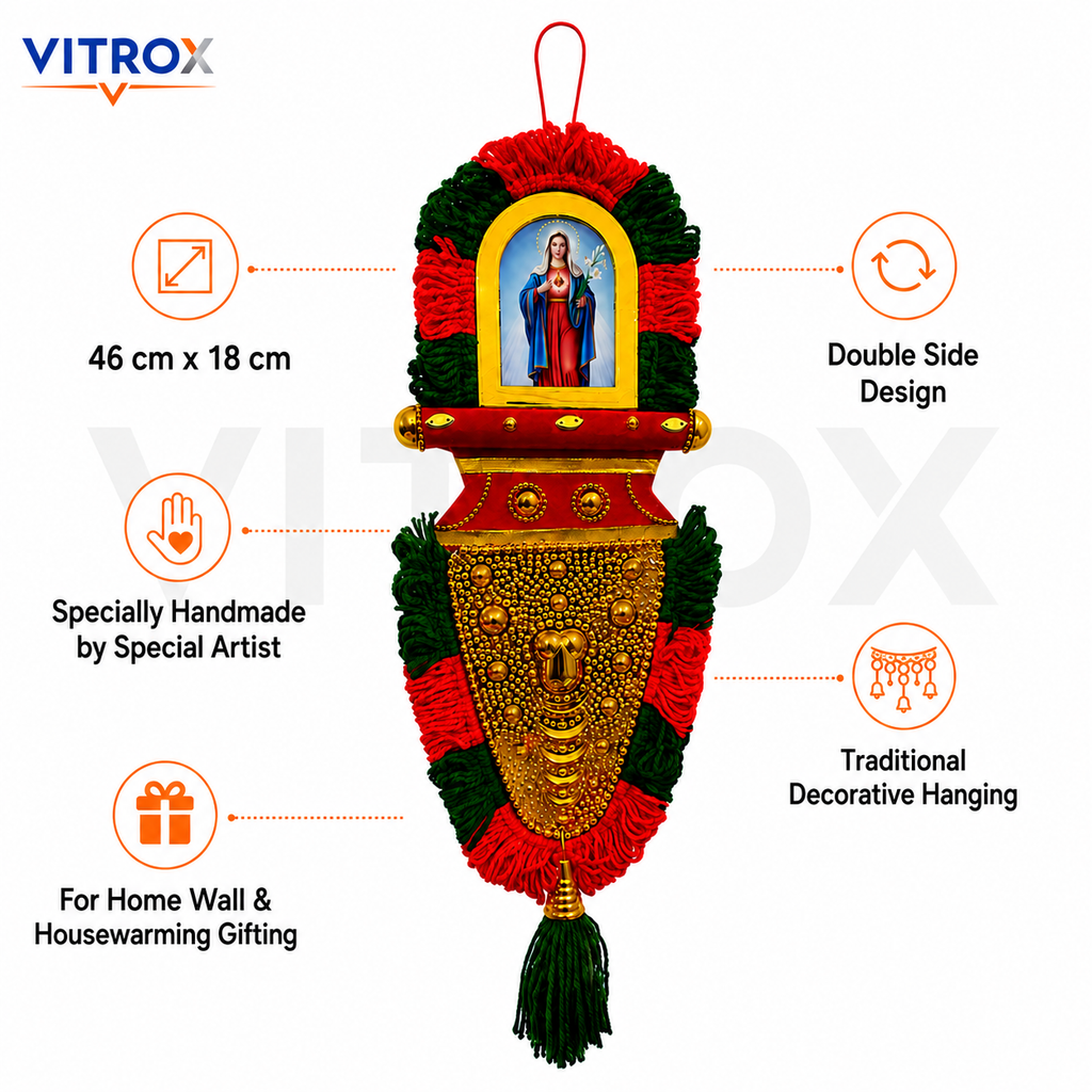 Vitrox Double-side Handmade Mother Mary Devotional Wall Hanging